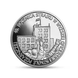 Srebrna moneta: 40. rocznica strajku w Wyższej Oficerskiej Szkole Pożarniczej 10zł 24h Produkt Kolekcjonerski
