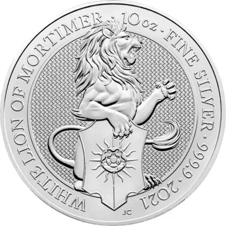 Srebrna Moneta Bestie Królowej: White Lion of Mortimer 10 uncji 24h