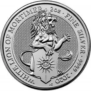Srebrna Moneta Bestie Królowej: White Lion of Mortimer 2 uncje 24h