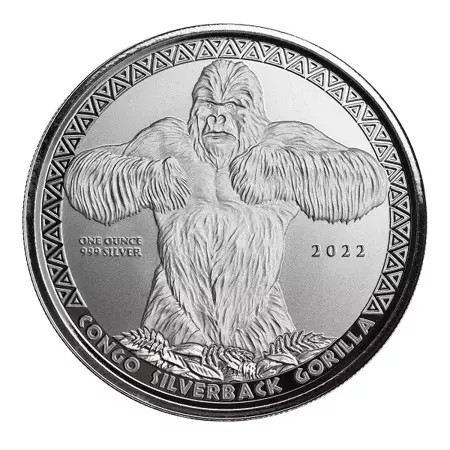 Srebrna Moneta Congo 2022 - Silverback Gorilla 1 uncja 24h