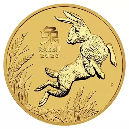 Złota Moneta Australijski Lunar III - Rok Królika 1/10 uncji 2023