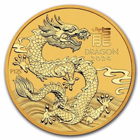 Złota Moneta Australijski Lunar III - Rok Smoka 1/10 uncji 2024 NOWOŚĆ