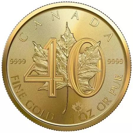 Złota Moneta Kanadyjski Liść Klonowy 1 uncja - 40. rocznica 24h