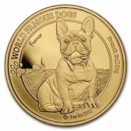 Złota Moneta World Famous Dogs - French Bulldog 1 uncja 2022 24h