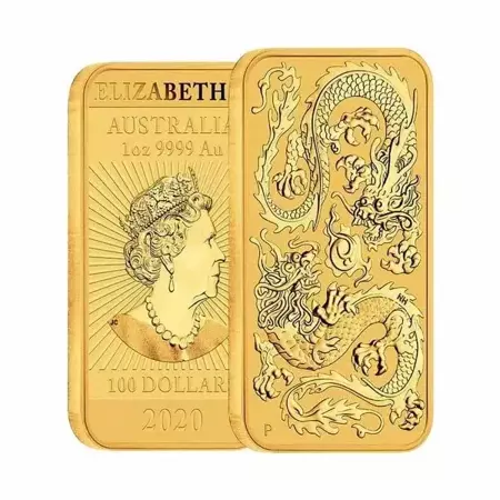 Złota Sztabko-Moneta Australijski Smok 1 uncja 24h